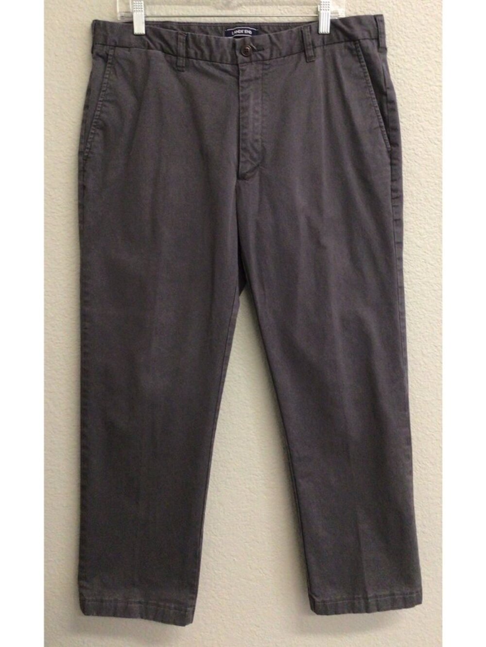 Lands' End Men's Traditional Fit Chino Pants Size 36 Gray